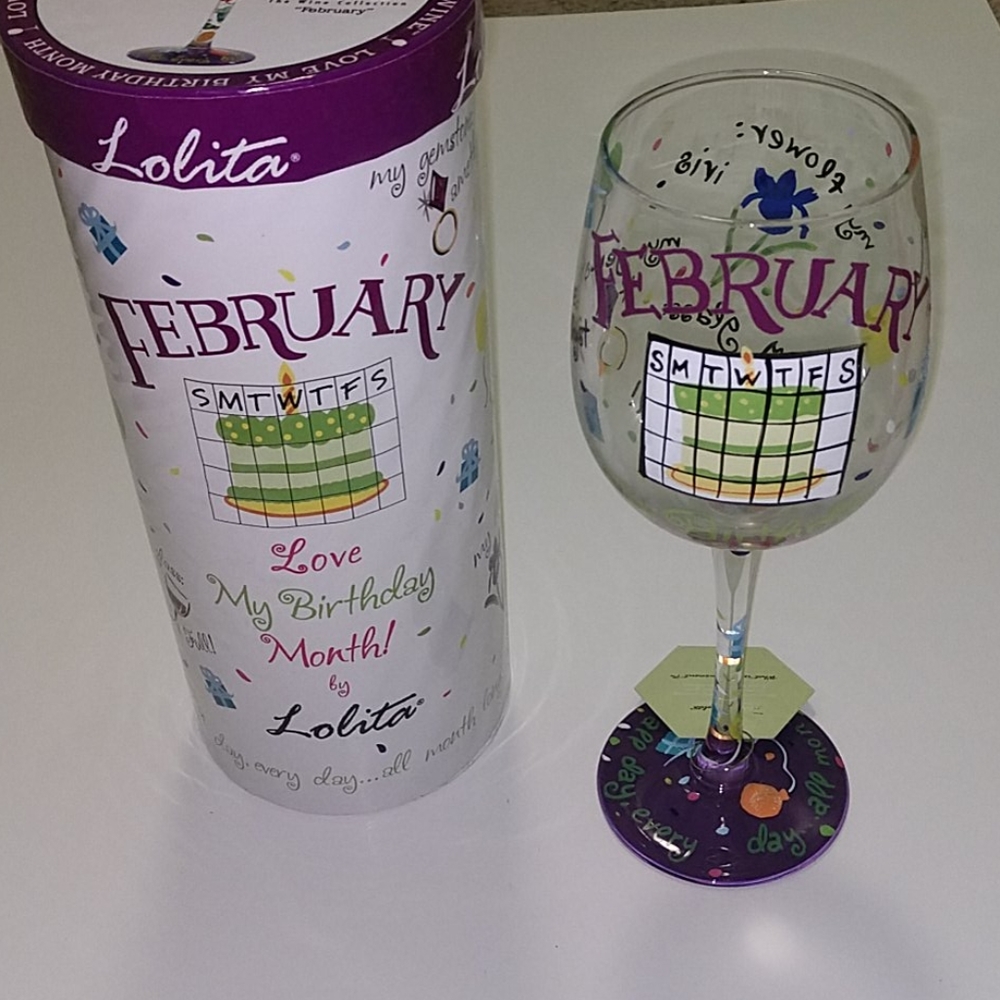 Lolita birthday wine glass February Birthday
